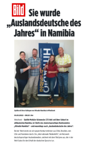 Auslandsdeutsche des Jahres kommt aus Namibia - Die BILD-Zeitung berichtet über den Wettbewerb der Internationalen Medienhilfe (IMH)